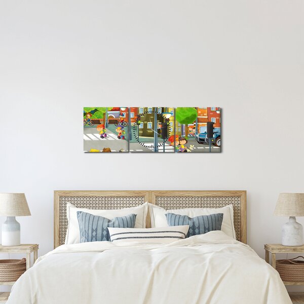 Kép - gyermek város (órával) (90x30 cm)