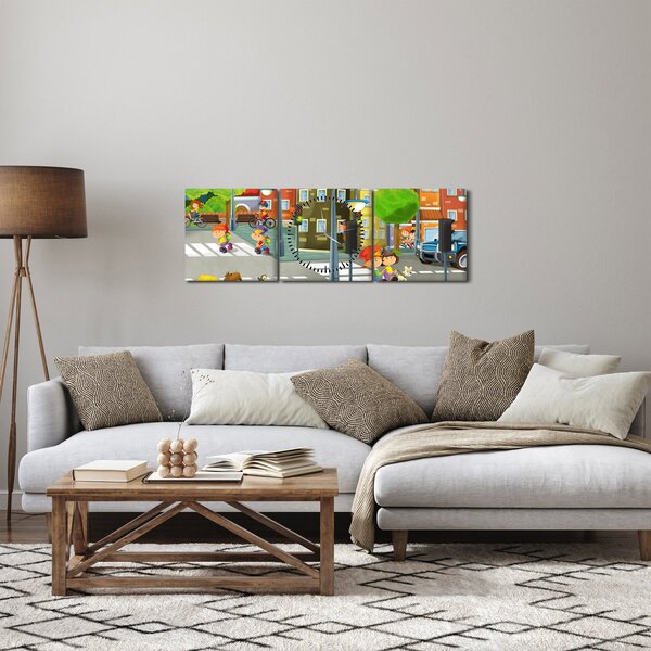 Kép - gyermek város (órával) (90x30 cm)