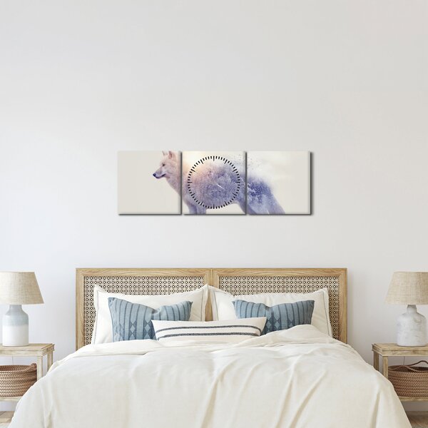 Kép - Vad tájakat tükröző sarkvidéki farkas (órával) (90x30 cm)
