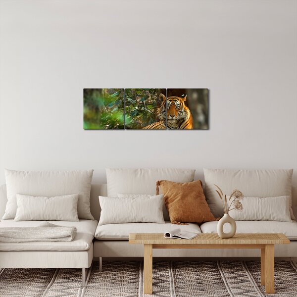 Pihenő tigris képe (órával) (90x30 cm)