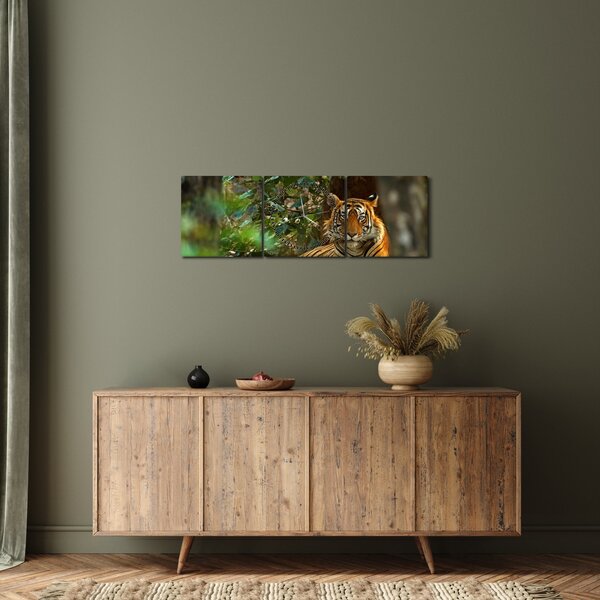 Pihenő tigris képe (órával) (90x30 cm)
