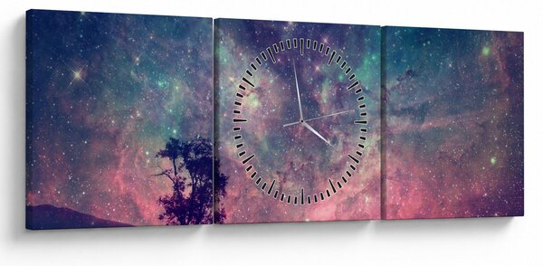 Kép - természetfeletti éjszakai égbolt (órával) (90x30 cm)
