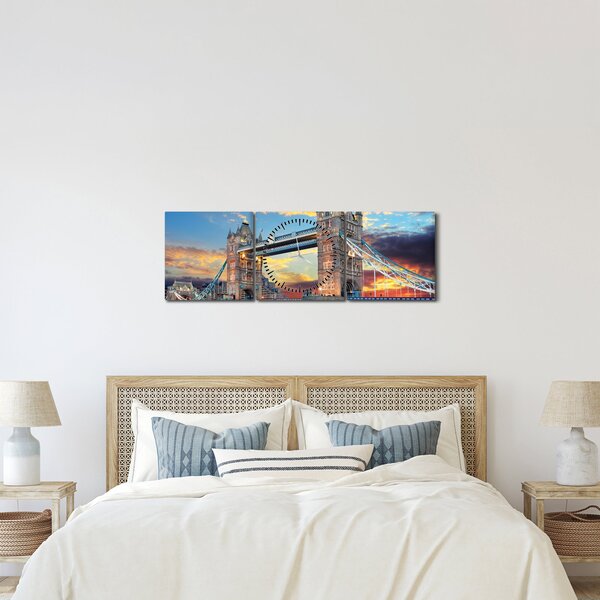 Kép - Tower Bridge, London, Anglia (órával) (90x30 cm)