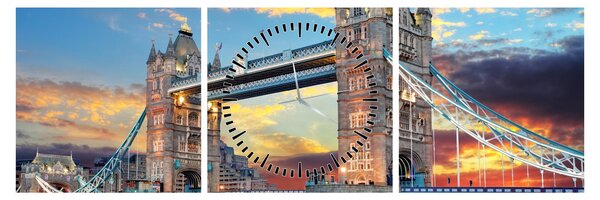 Kép - Tower Bridge, London, Anglia (órával) (90x30 cm)