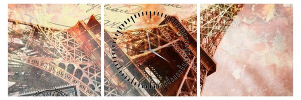 Kép - Eiffel-torony vintage stílusban (órával) (90x30 cm)