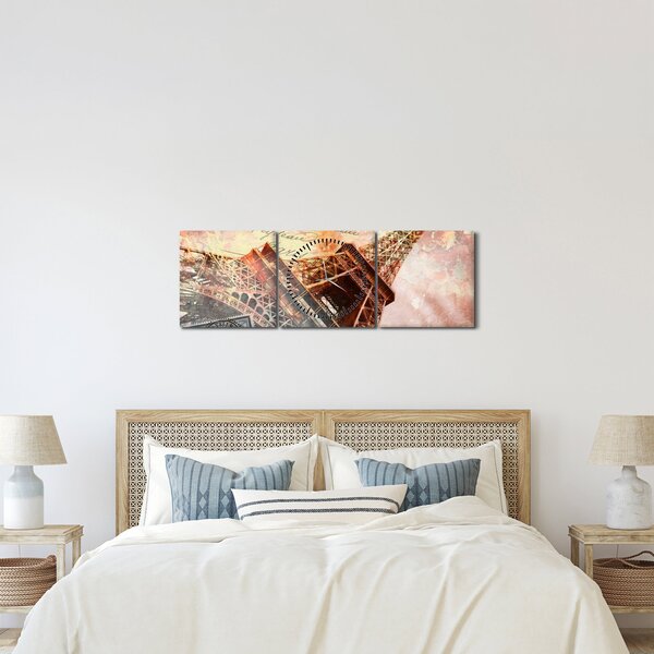 Kép - Eiffel-torony vintage stílusban (órával) (90x30 cm)