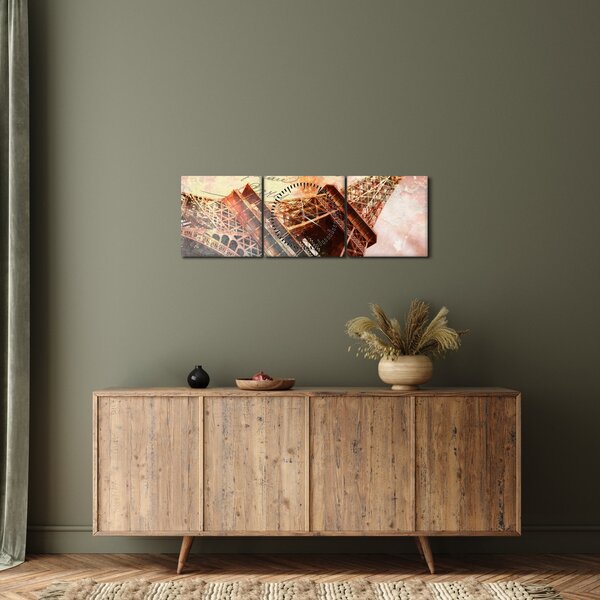 Kép - Eiffel-torony vintage stílusban (órával) (90x30 cm)