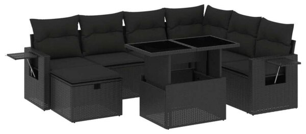 VidaXL Polyrattan Kerti Ülőgarnitúra - 8 részes - Fekete