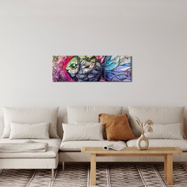 Kép - színes hal (órával) (90x30 cm)