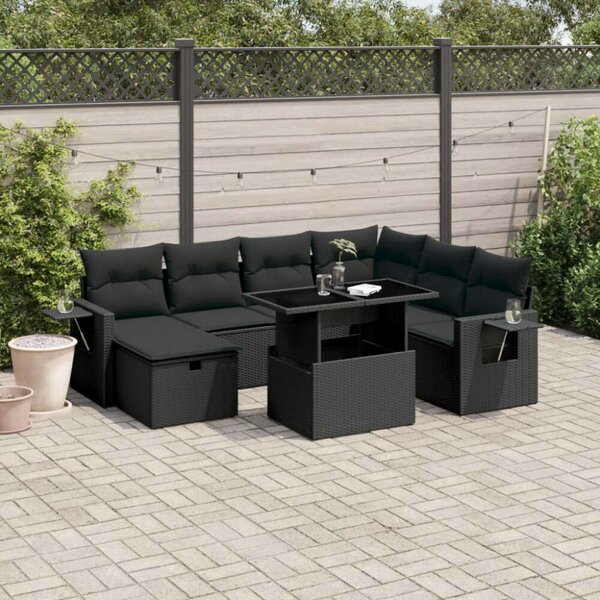 VidaXL Polyrattan Kerti Ülőgarnitúra - 8 részes - Fekete
