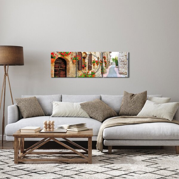 Kép - festői olasz sikátor (órával) (90x30 cm)