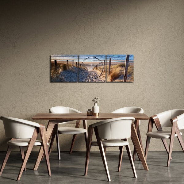 Kép - Út az északi-tengeri strandra, Hollandia (órával) (90x30 cm)