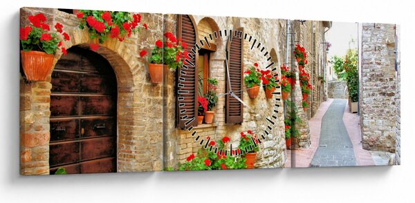Kép - festői olasz sikátor (órával) (90x30 cm)