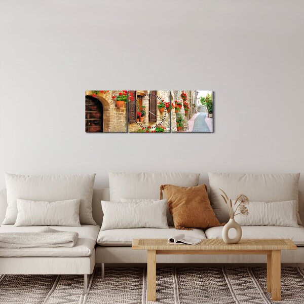 Kép - festői olasz sikátor (órával) (90x30 cm)
