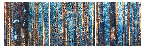 Kép - téli erdő (órával) (90x30 cm)