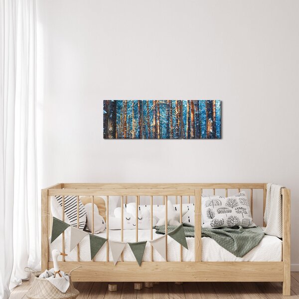 Kép - téli erdő (órával) (90x30 cm)