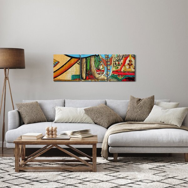 Egyiptomi motívumú kép (órával) (90x30 cm)