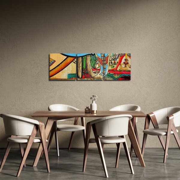 Egyiptomi motívumú kép (órával) (90x30 cm)