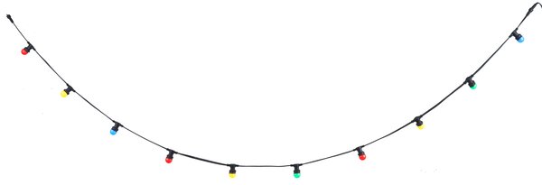 Bővíthető fekete fényfüzér dugóval, 6m, 10 db E27-es, többszínű izzóval, IP65 - Lubber