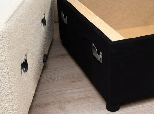 SMART BOUCLE L alakú kihúzható, megfordítható sarokkanapé 232x143 cm, krém