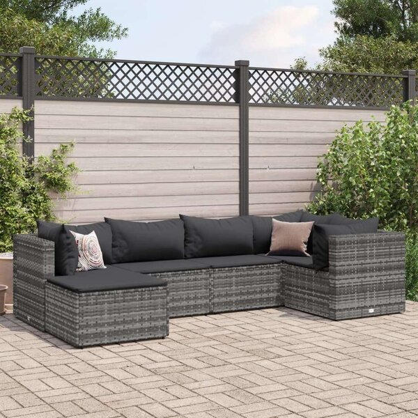 VidaXL Polyrattan Kerti Ülőgarnitúra - 6 részes - Szürke