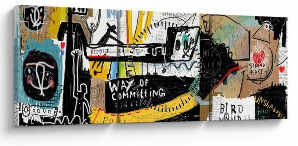 Festmény - Graffiti (órával) (90x30 cm)