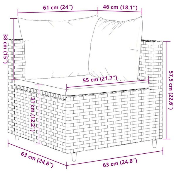 VidaXL Polyrattan Kerti Ülőgarnitúra - 6 részes - Szürke