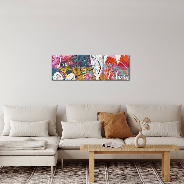 Kép - szív egy absztrakt háttérben (órával) (90x30 cm)