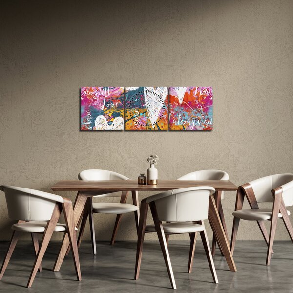 Kép - szív egy absztrakt háttérben (órával) (90x30 cm)