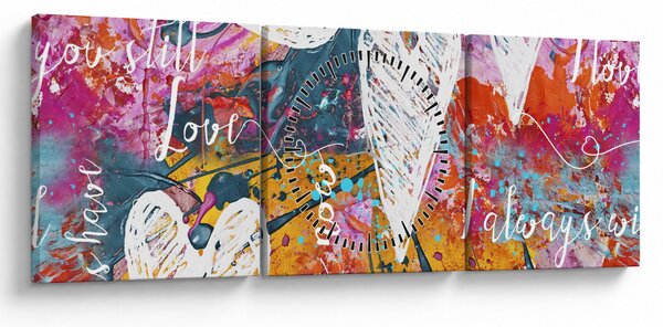 Kép - szív egy absztrakt háttérben (órával) (90x30 cm)