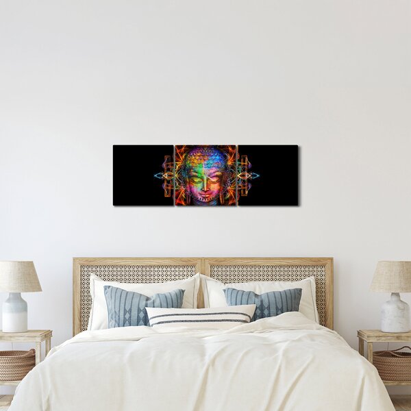 Kép - Buddha mellszobra neon színekben (órával) (90x30 cm)