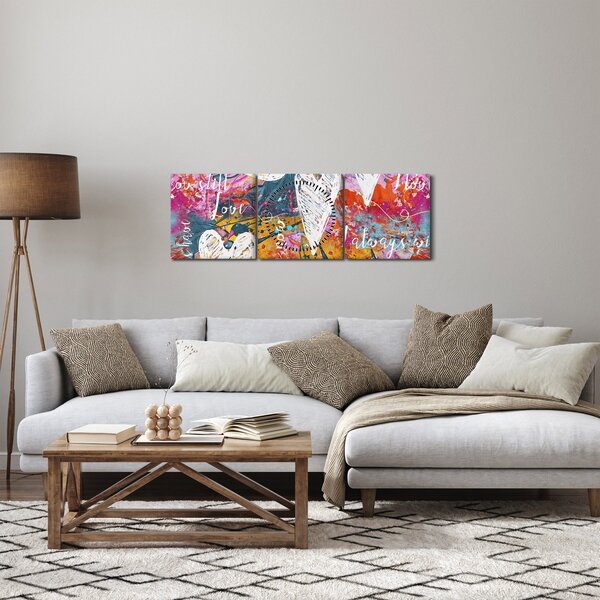 Kép - szív egy absztrakt háttérben (órával) (90x30 cm)