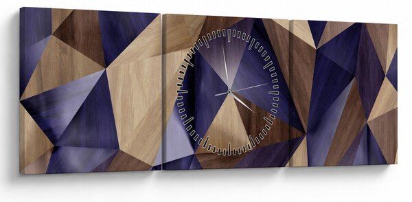 Kép - 3D fa háromszögek (órával) (90x30 cm)