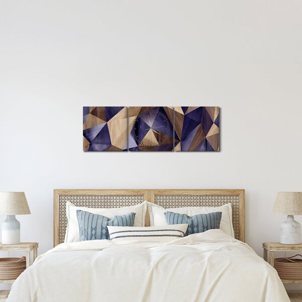 Kép - 3D fa háromszögek (órával) (90x30 cm)
