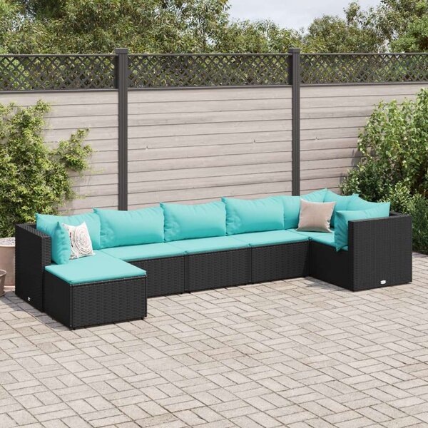 VidaXL Polyrattan Kerti Ülőgarnitúra - 7 részes - Fekete