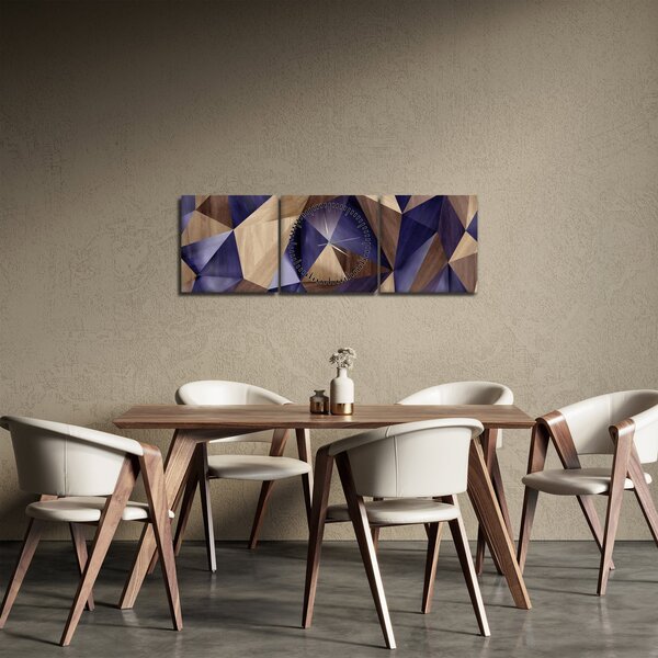 Kép - 3D fa háromszögek (órával) (90x30 cm)