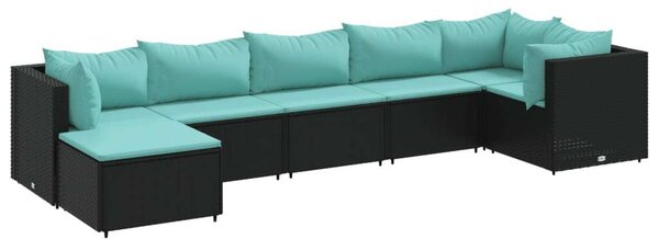 VidaXL Polyrattan Kerti Ülőgarnitúra - 7 részes - Fekete