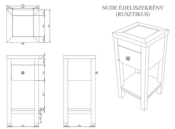 Nude hosszú éjjeliszekrény
