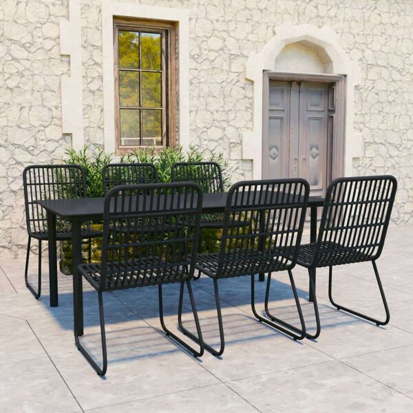 VidaXL 7 részes polyrattan és üveg kültéri étkezőgarnitúra