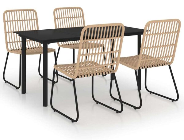VidaXL 5 részes polyrattan és üveg kültéri étkezőgarnitúra