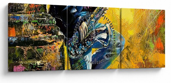 Egy szaxofonos képe (órával) (90x30 cm)