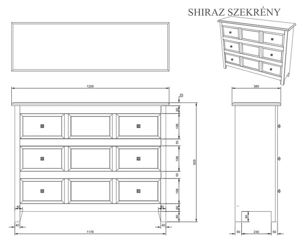 Shiraz három fiókos komód