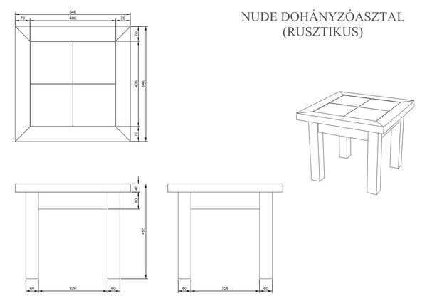 Nude rusztikus dohányzóasztal