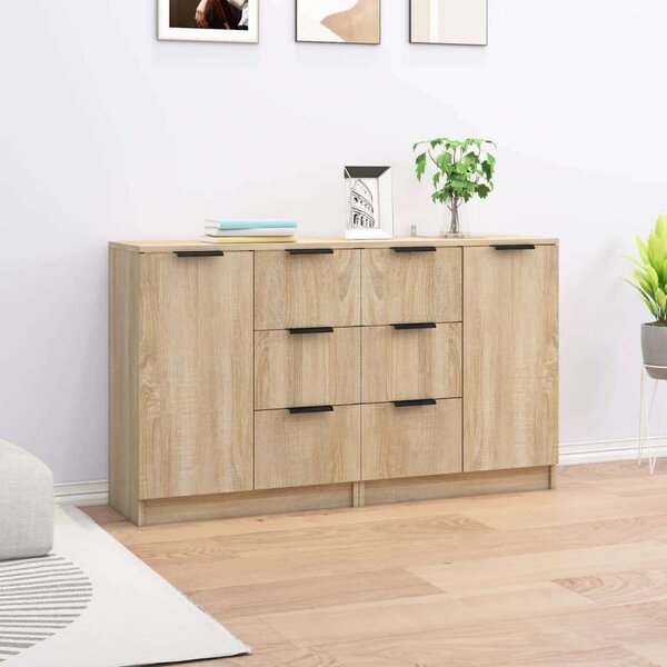 VidaXL 2 db sonoma tölgy színű szerelt fa tálalóasztal 60 x 30 x 70 cm