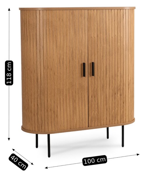 Kétajtós tolóajtós komód 100 cm, tölgy színben TRISH