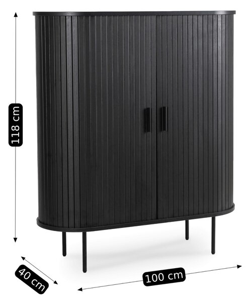 Kétajtós tolóajtós komód 100 cm, fekete színben TRISH