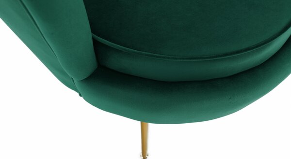 KONDELA Fotel Art-deco stílusban, smaragd Velvet anyag/gold króm-arany, NOBLIN