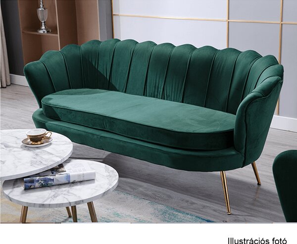 KONDELA Pad Art-deco stílusban, smaragd Velvet anyag/gold króm-arany, NOBLIN