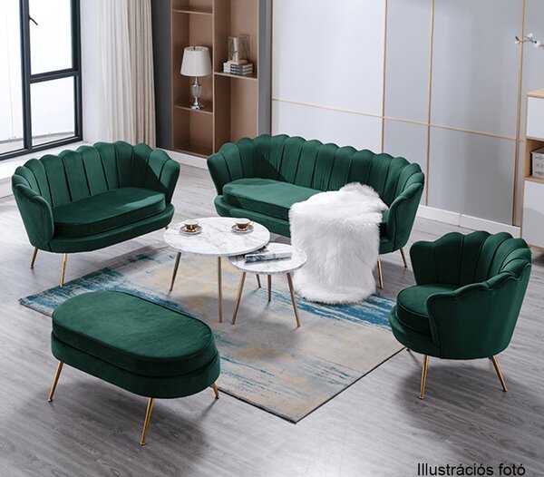 KONDELA Pad Art-deco stílusban, smaragd Velvet anyag/gold króm-arany, NOBLIN