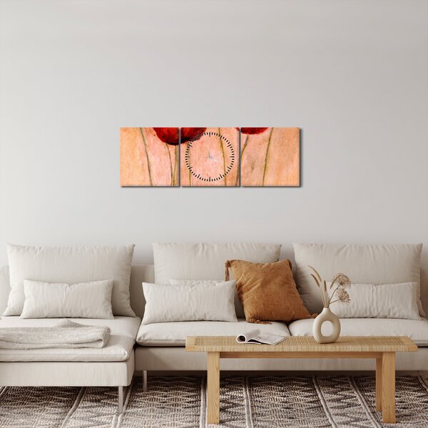 Kép - piros tulipán (órával) (90x30 cm)